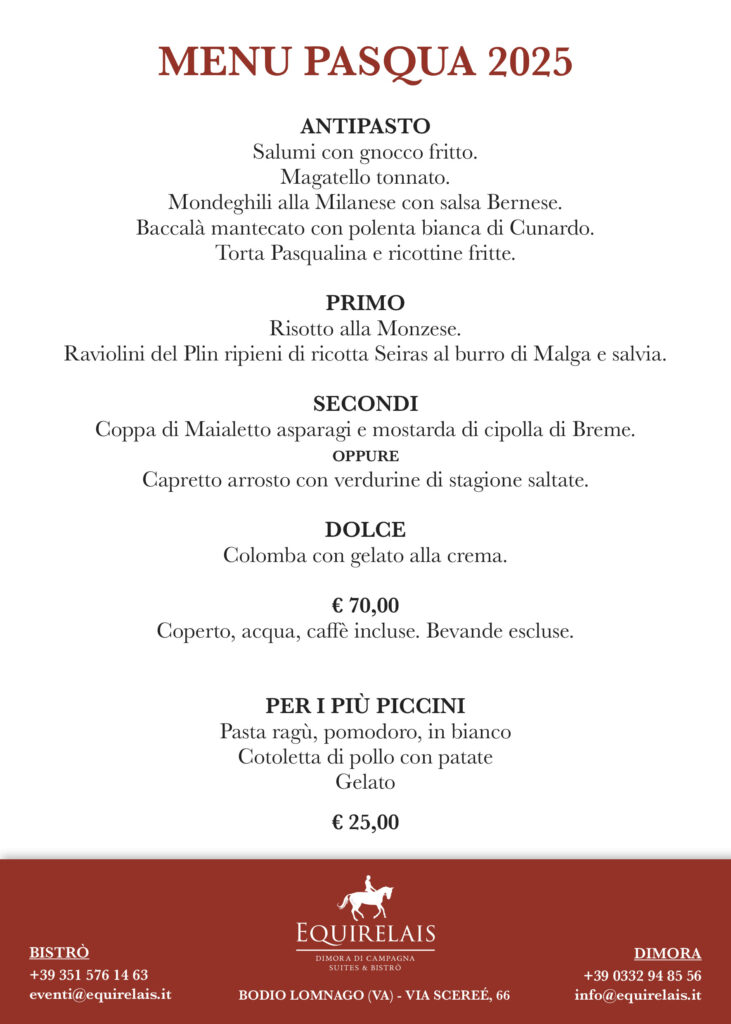 Equirelais menu Pasqua